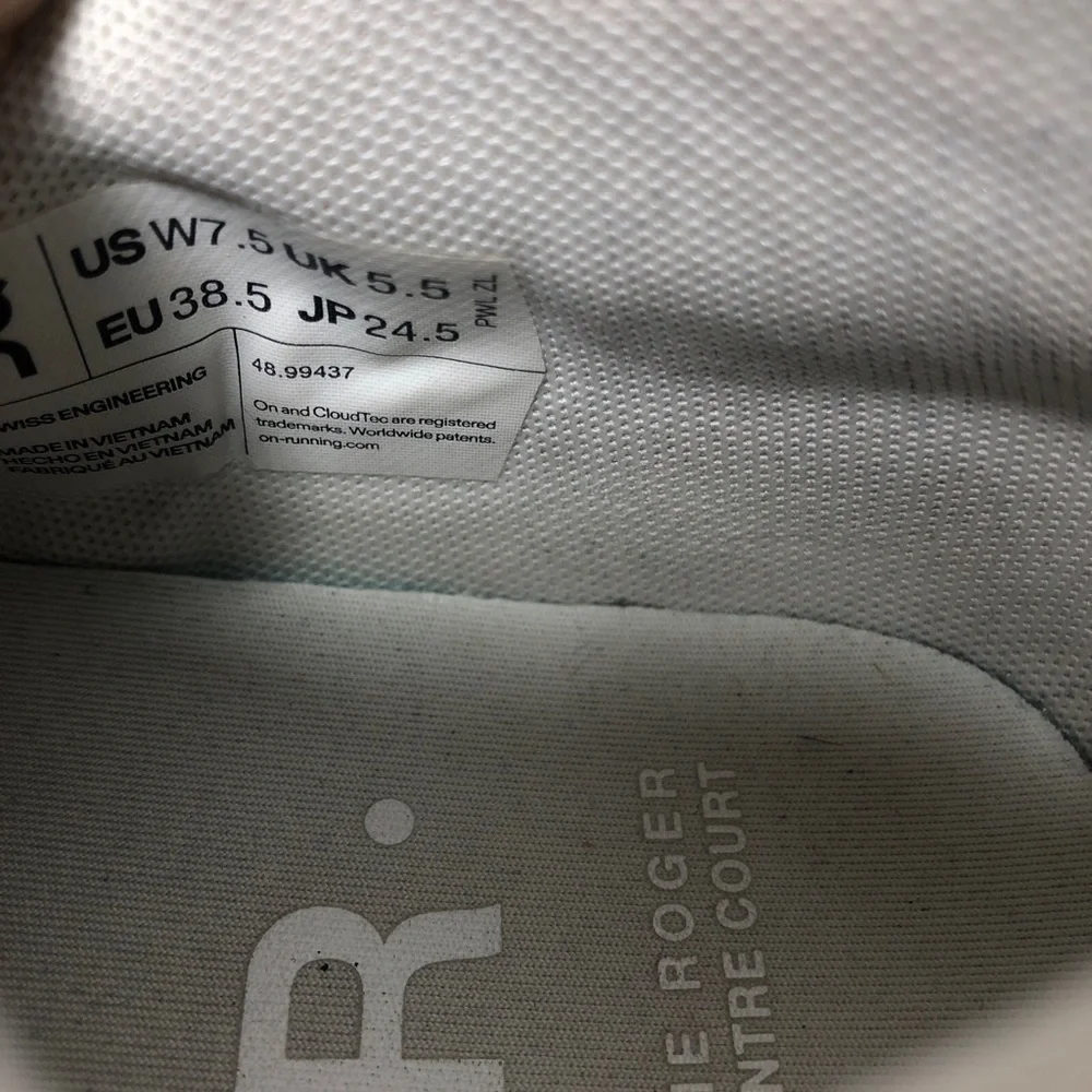Women’s ON The Roger Centre Court white leather sneakers- Size 7.5